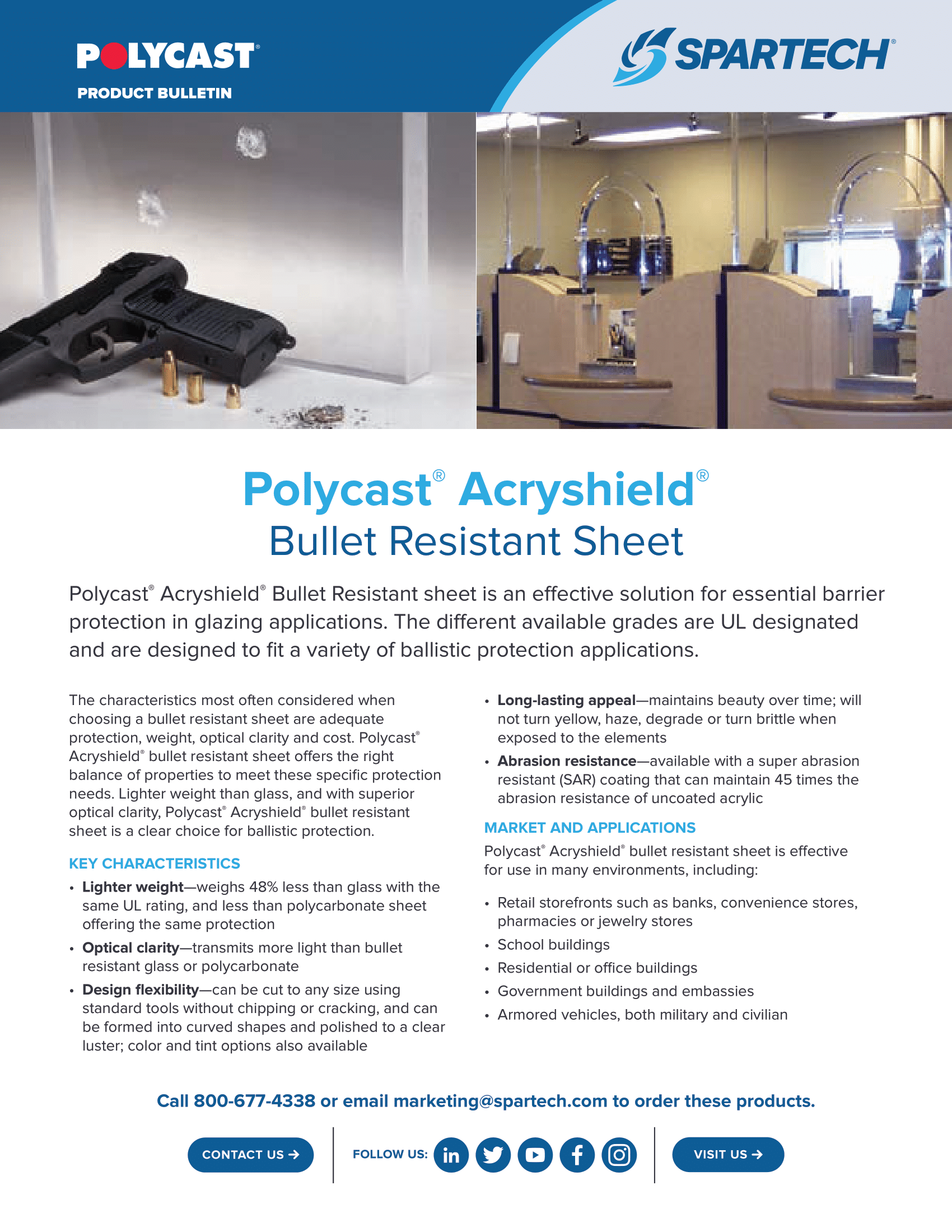 SPA201009 Polycast® Acryshield® Bullet and Laser Resistant Sheet Bulletin